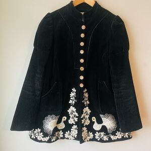 Anthropologie Embroidered Corduroy Jacket